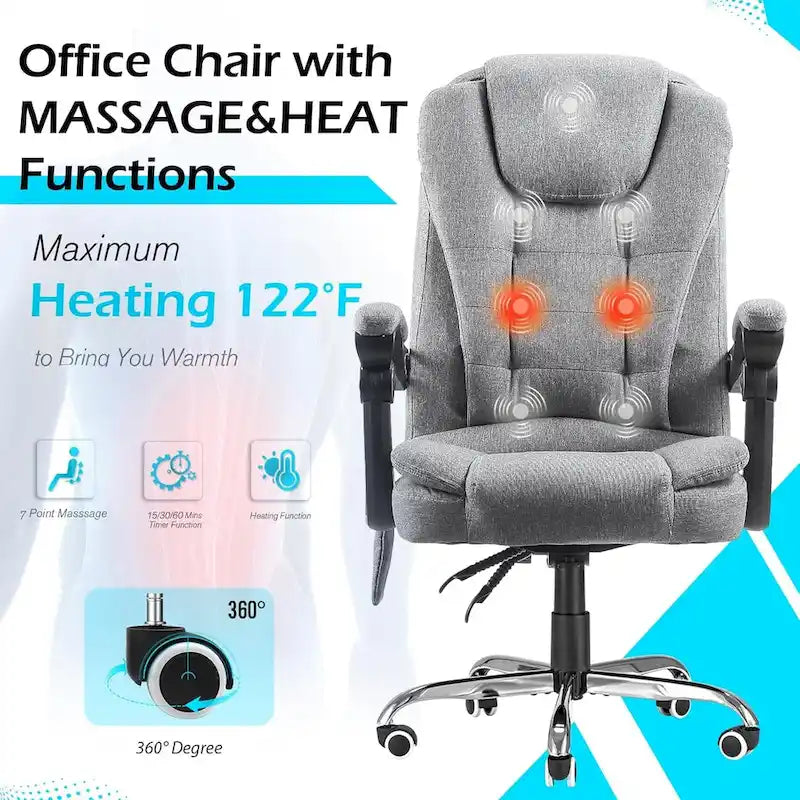 AECOJOY Ergonomic Office Chair with 7 Points Vibrating Massage&Heat Functions