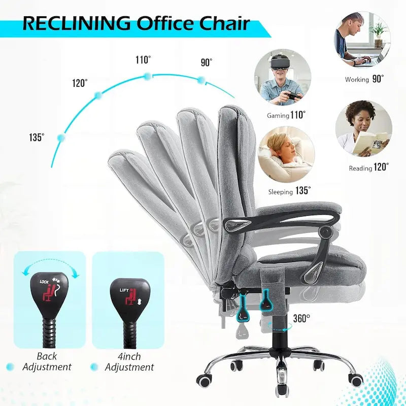 AECOJOY Ergonomic Office Chair with 7 Points Vibrating Massage&Heat Functions