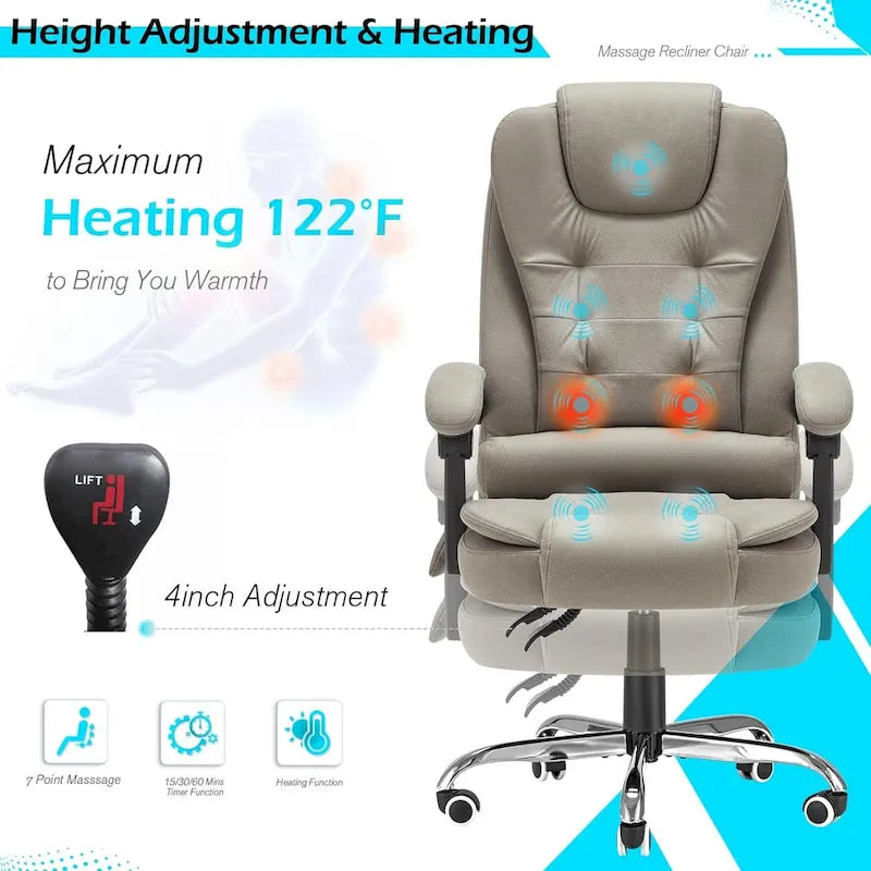 AECOJOY Ergonomic Office Chair with 7 Points Vibrating Massage&Heat Functions