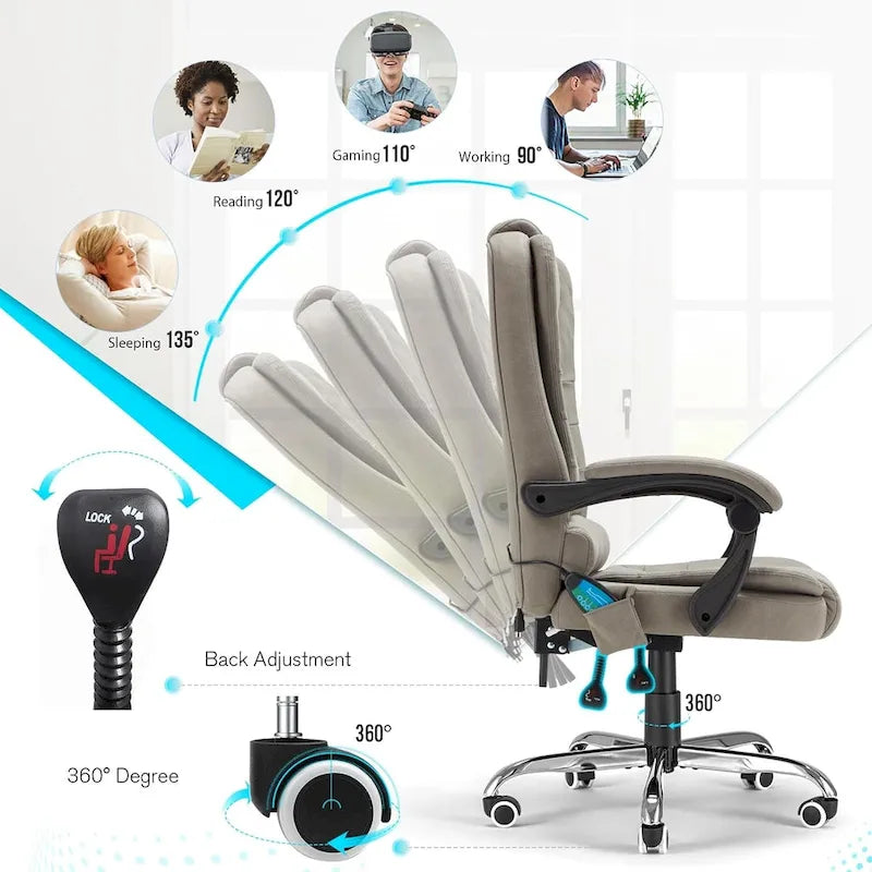 AECOJOY Ergonomic Office Chair with 7 Points Vibrating Massage&Heat Functions