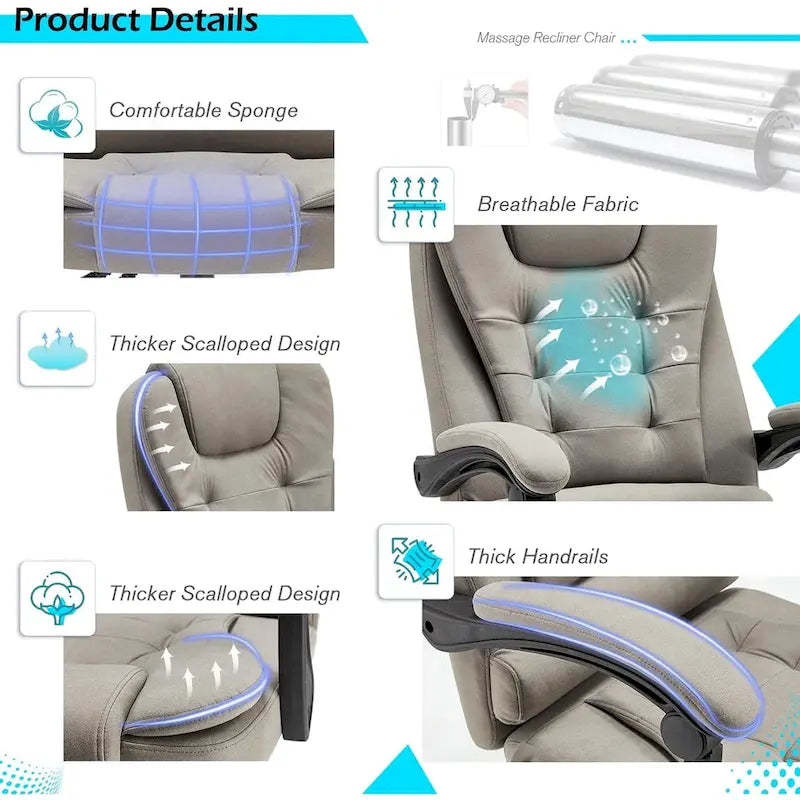 AECOJOY Ergonomic Office Chair with 7 Points Vibrating Massage&Heat Functions