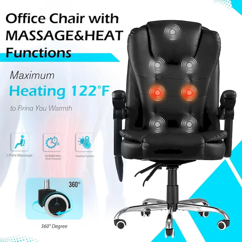 AECOJOY Ergonomic Office Chair with 7 Points Vibrating Massage&Heat Functions