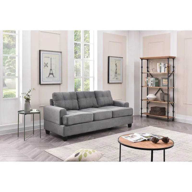 Sandridge 79 in. W Flared Arm Microfiber Straight Sofa - 34L x 79W x 36H