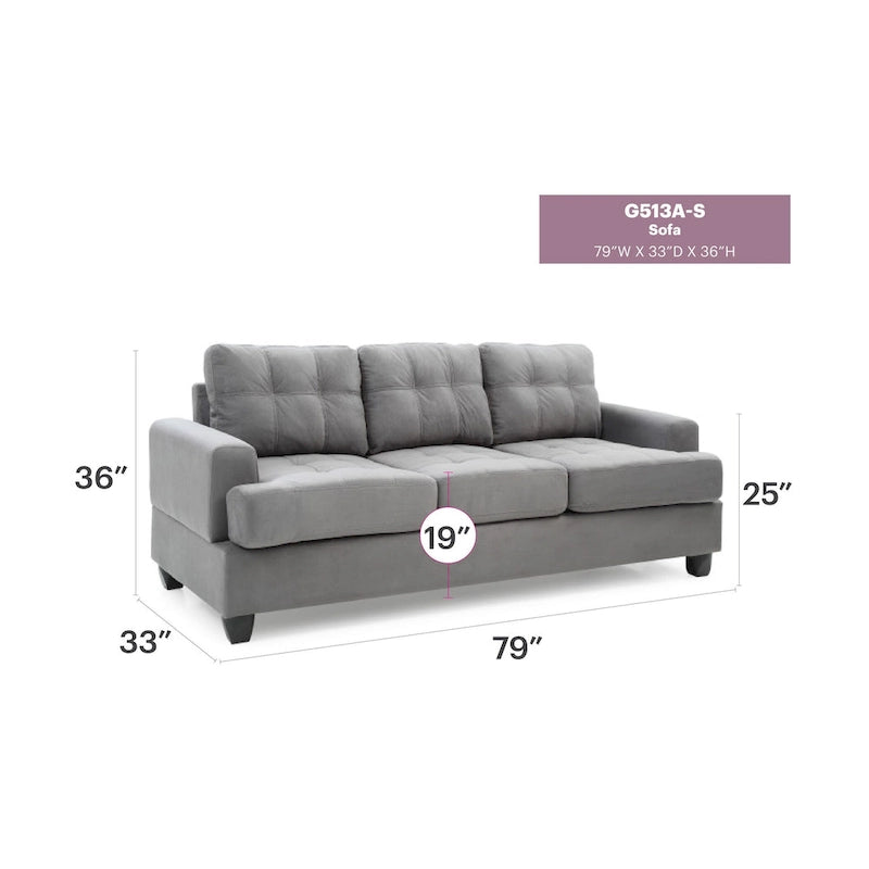 Sandridge 79 in. W Flared Arm Microfiber Straight Sofa - 34L x 79W x 36H