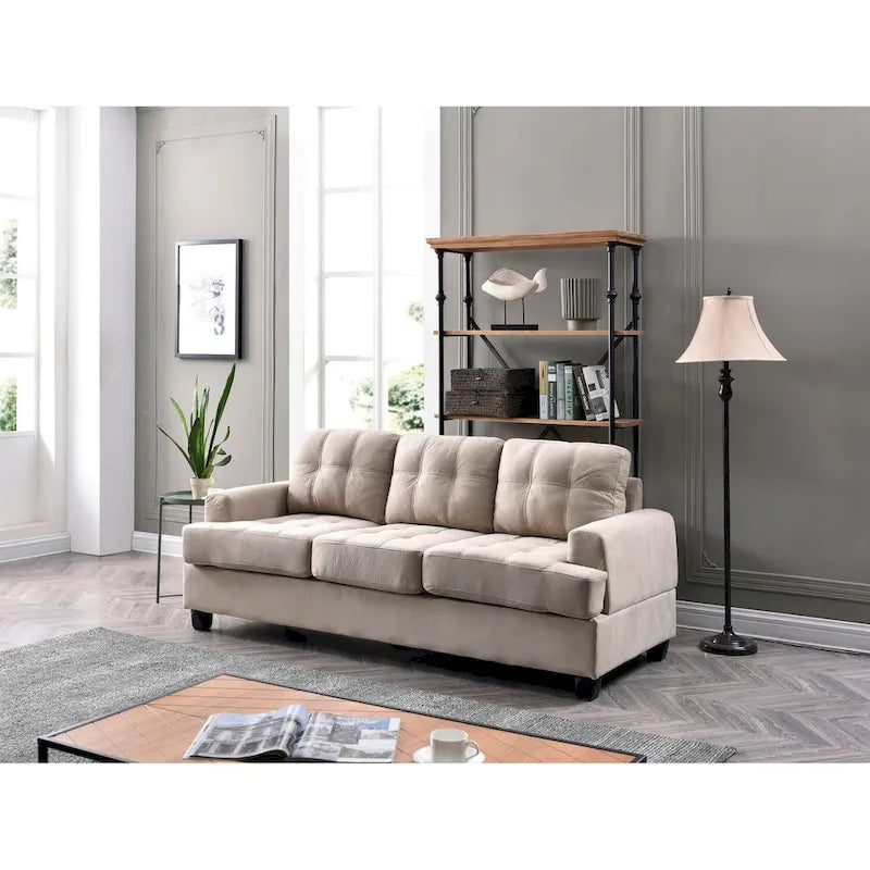 Sandridge 79 in. W Flared Arm Microfiber Straight Sofa - 34L x 79W x 36H