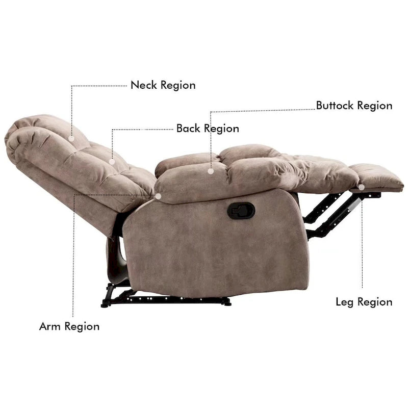 Manual Ergonomic Overstuffed Recliner Chair