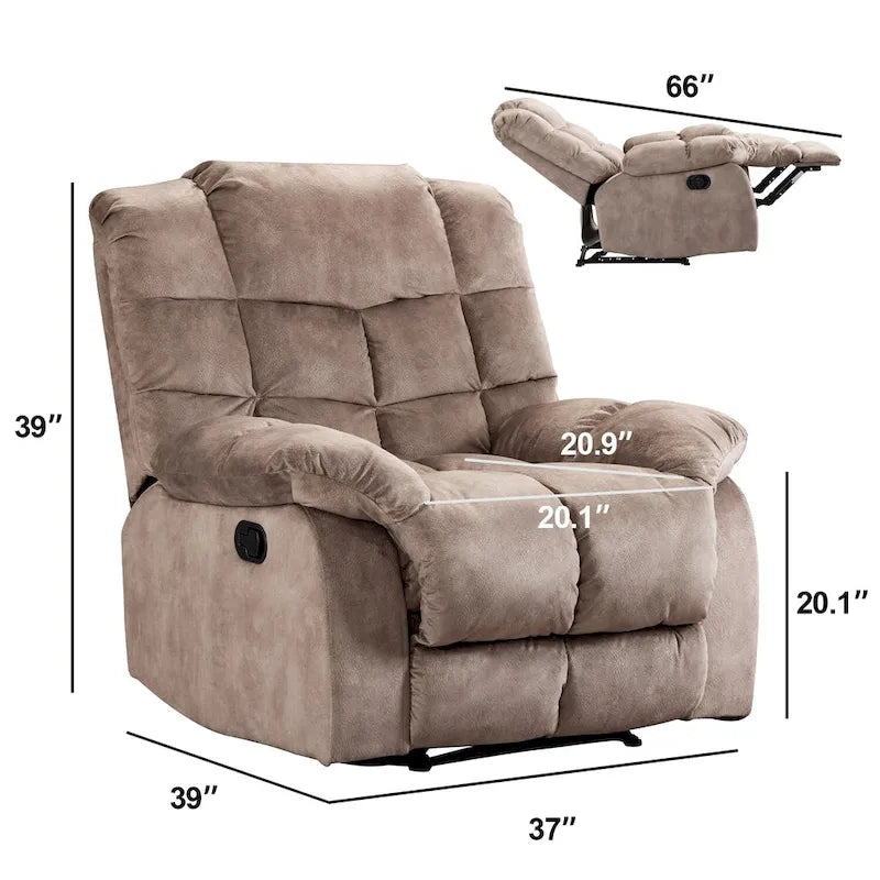 Manual Ergonomic Overstuffed Recliner Chair