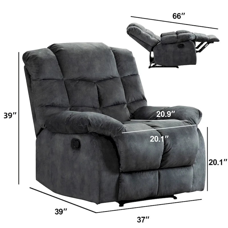 Manual Ergonomic Overstuffed Recliner Chair