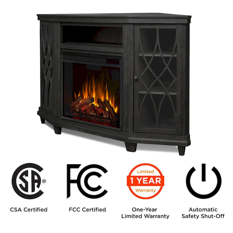 Lynette 56 TV Stand Electric Fireplace Gray by Real Flame