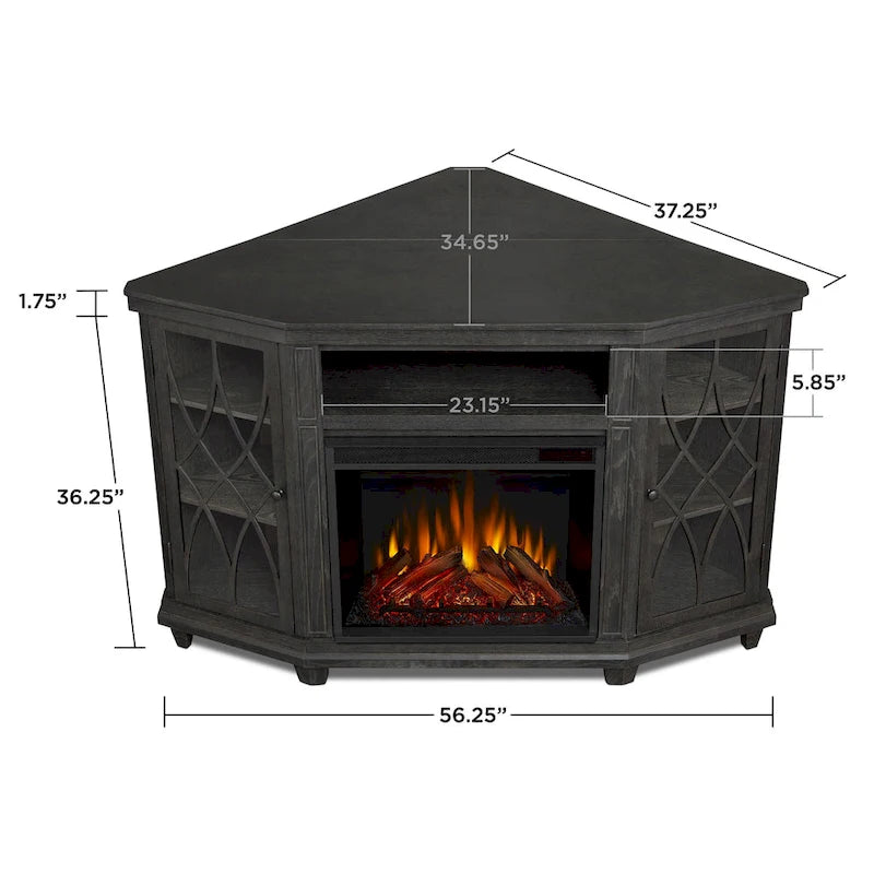 Lynette 56 TV Stand Electric Fireplace Gray by Real Flame