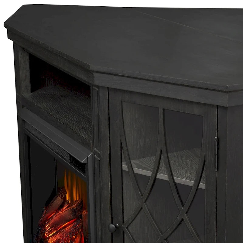 Lynette 56 TV Stand Electric Fireplace Gray by Real Flame
