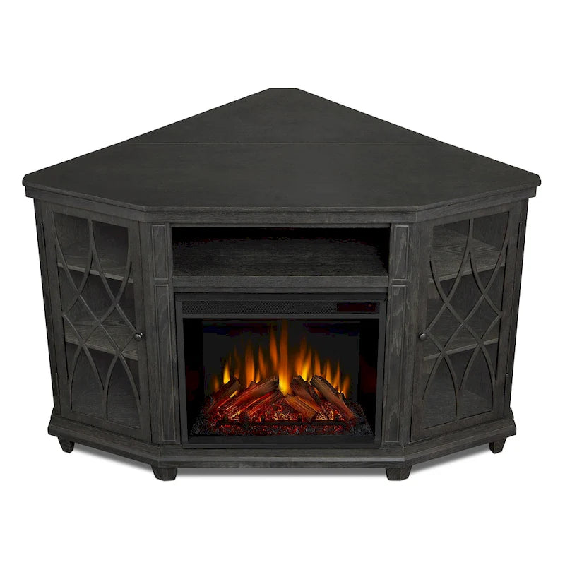Lynette 56 TV Stand Electric Fireplace Gray by Real Flame