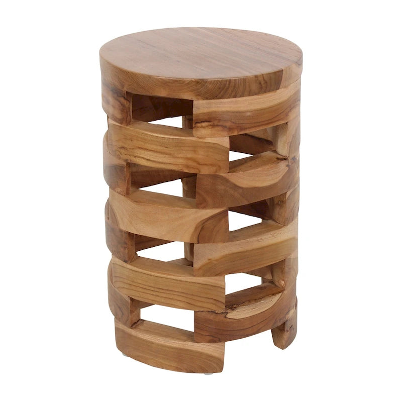 Solid Wood Open Slat Round Accent Table by East at Main