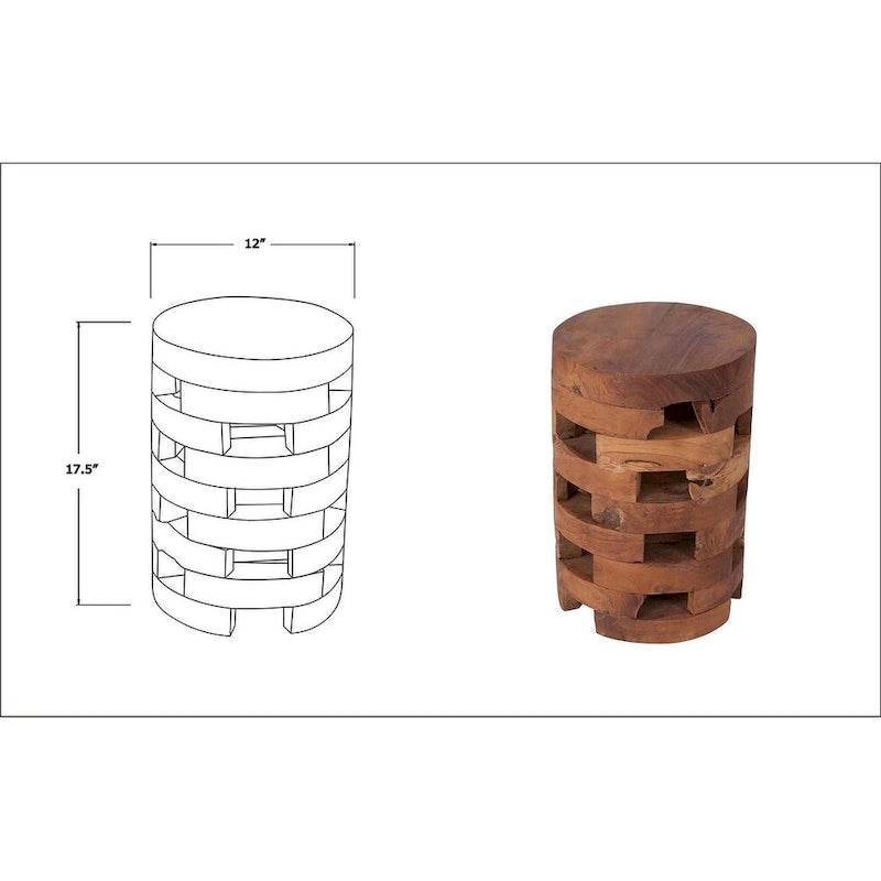 Solid Wood Open Slat Round Accent Table by East at Main