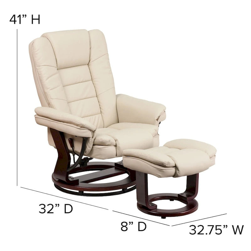 Contemporary Multi-Position Upholstered Recliner Chair with Ottoman