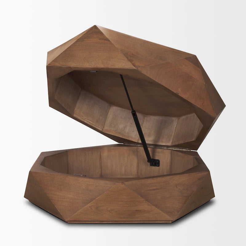Arreto Black Solid Wood Hexagonal Coffee Table With Storage