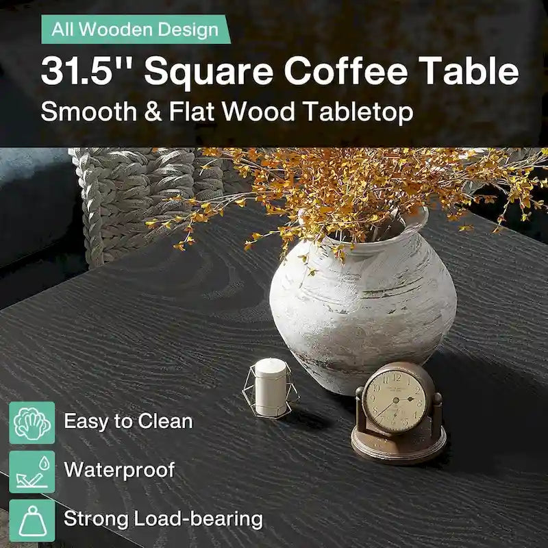 Vintage Square Coffee Table, Center Table for Living Room Cocktail Table