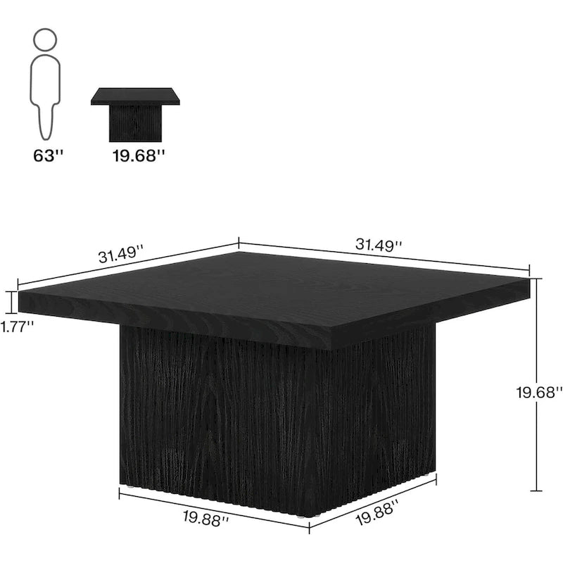 Vintage Square Coffee Table, Center Table for Living Room Cocktail Table