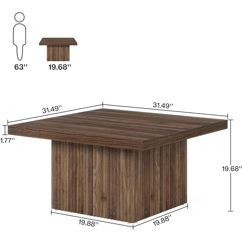 Vintage Square Coffee Table, Center Table for Living Room Cocktail Table