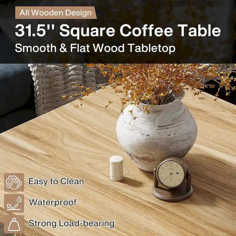 Vintage Square Coffee Table, Center Table for Living Room Cocktail Table