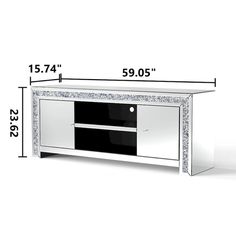 59 Media Console Mirrored Diamond Tv Stand