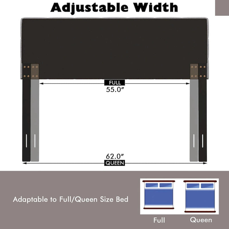 Costway Full/Queen Size Headboard Linen Fabric Upholstered Button - See Details