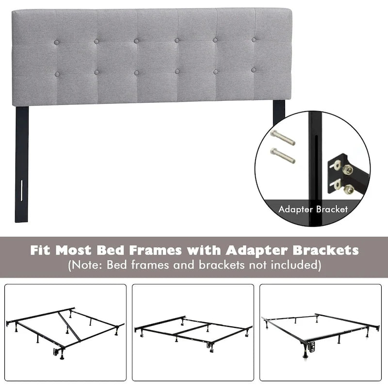 Costway Full/Queen Size Headboard Linen Fabric Upholstered Button - See Details