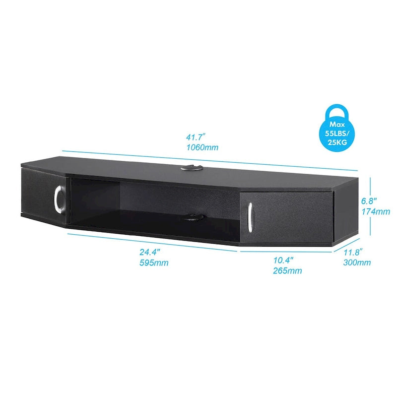 FITUEYES Wall Mounted TV Media Console Floating Desk Storage Hutch