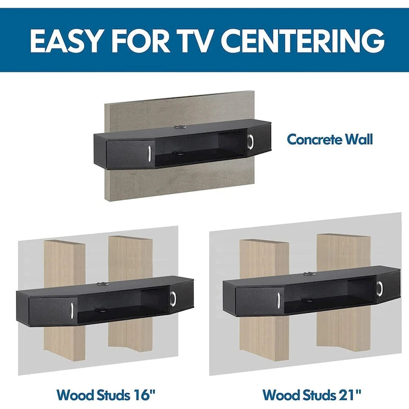FITUEYES Wall Mounted TV Media Console Floating Desk Storage Hutch