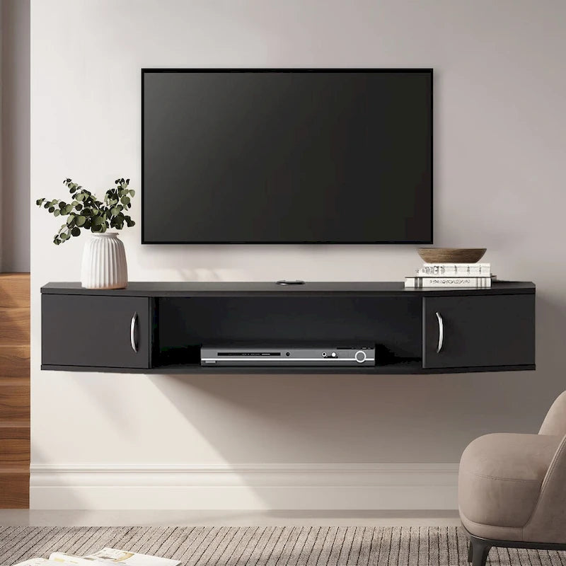 FITUEYES Wall Mounted TV Media Console Floating Desk Storage Hutch
