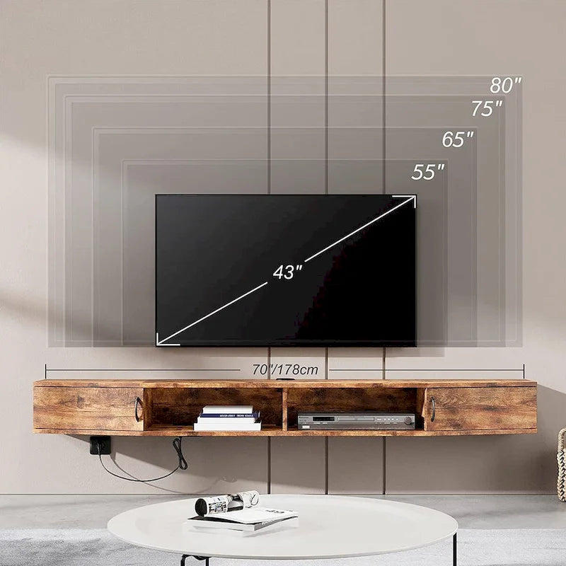 FITUEYES Wall Mounted TV Media Console Floating Desk Storage Hutch