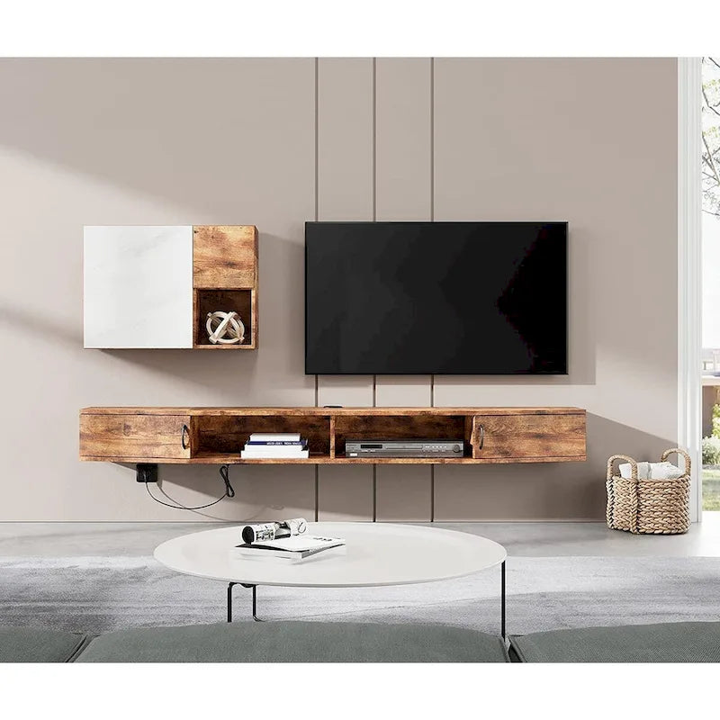 FITUEYES Wall Mounted TV Media Console Floating Desk Storage Hutch