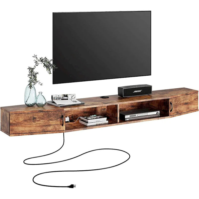 FITUEYES Wall Mounted TV Media Console Floating Desk Storage Hutch