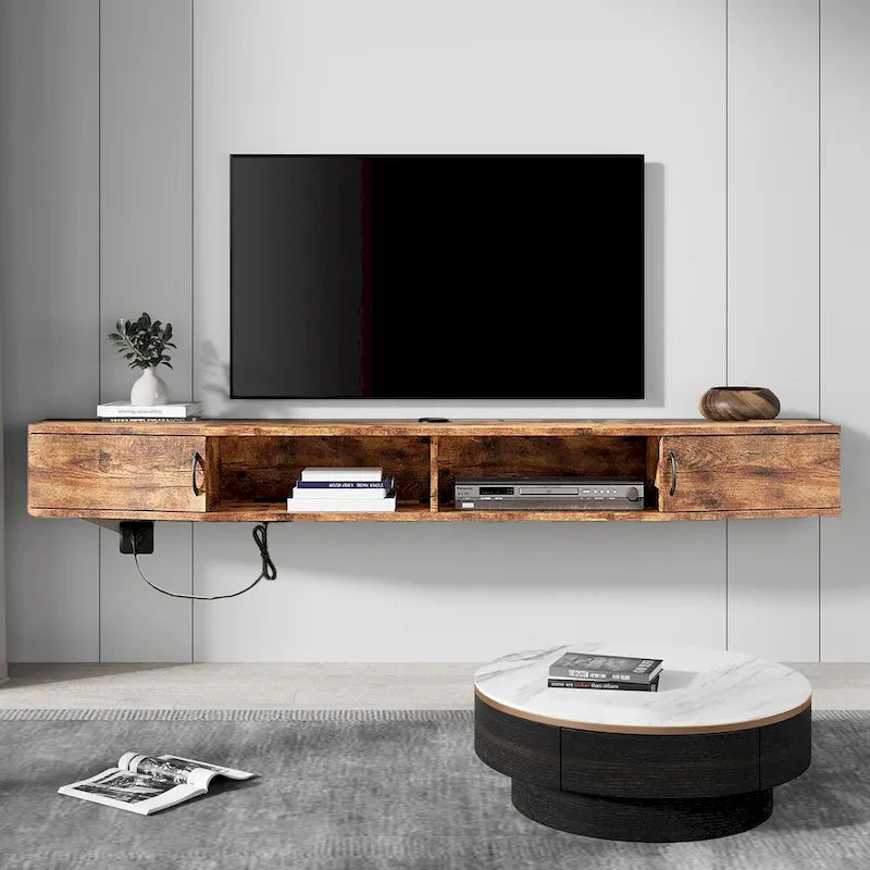 FITUEYES Wall Mounted TV Media Console Floating Desk Storage Hutch
