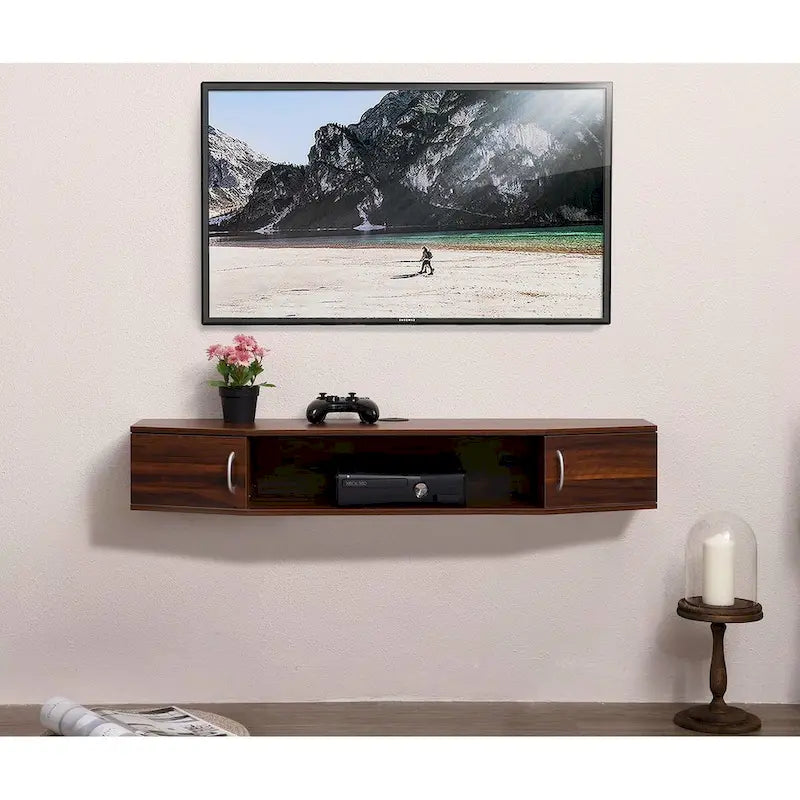 FITUEYES Wall Mounted TV Media Console Floating Desk Storage Hutch