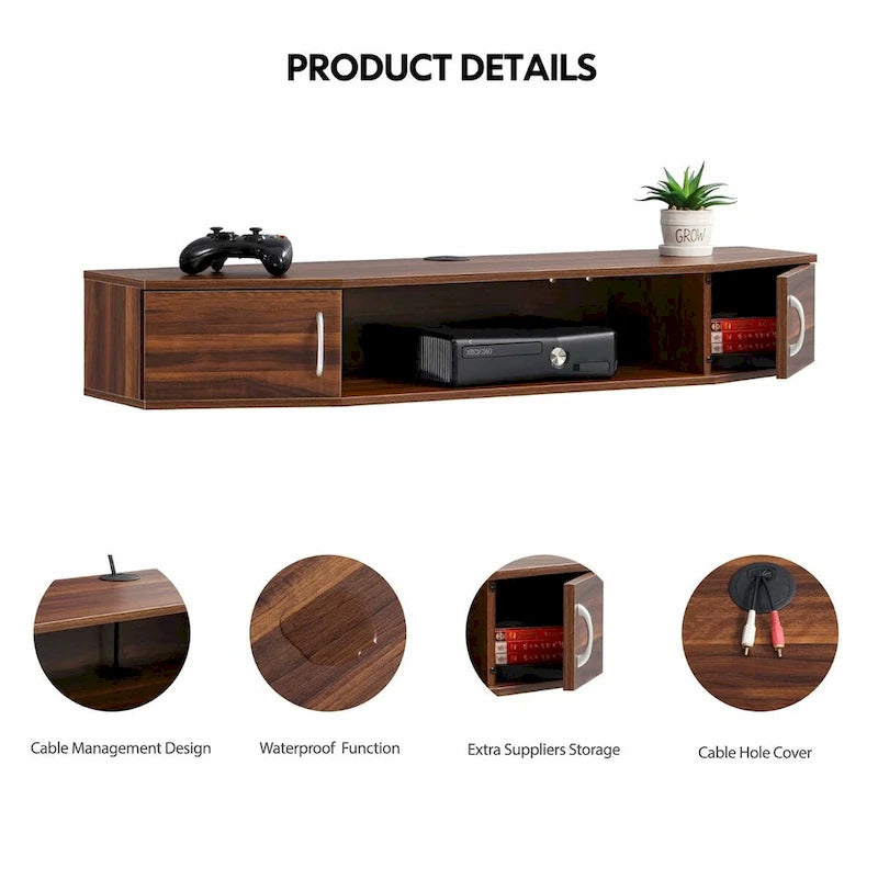 FITUEYES Wall Mounted TV Media Console Floating Desk Storage Hutch