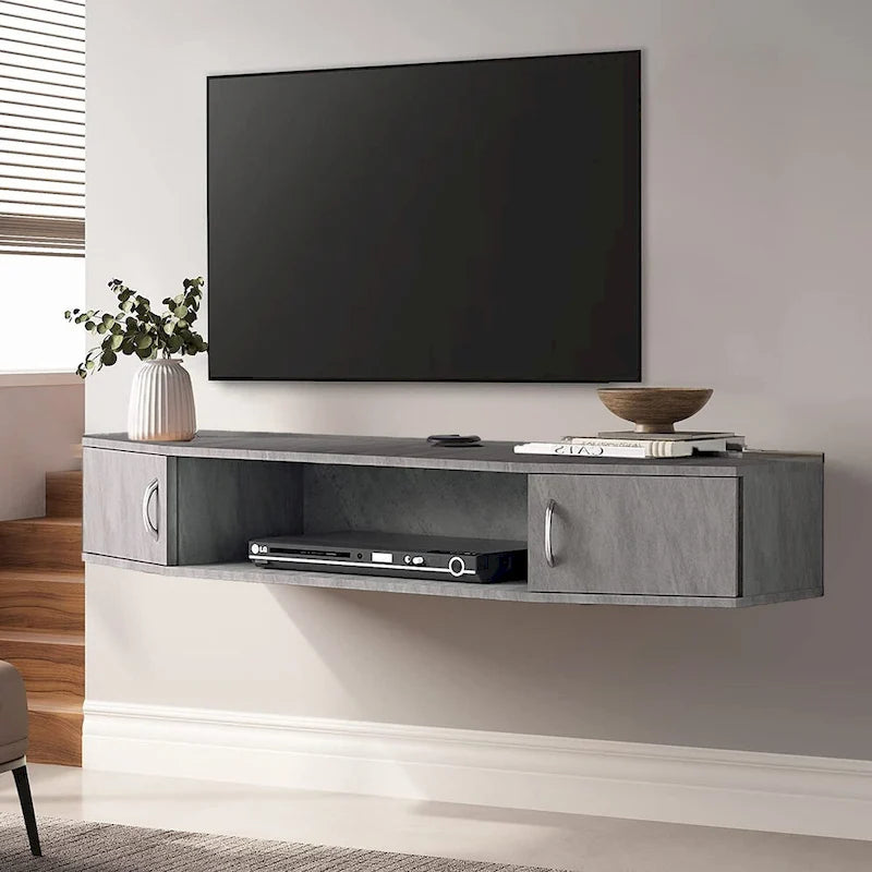 FITUEYES Wall Mounted TV Media Console Floating Desk Storage Hutch