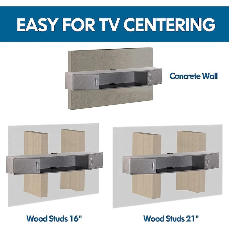 FITUEYES Wall Mounted TV Media Console Floating Desk Storage Hutch