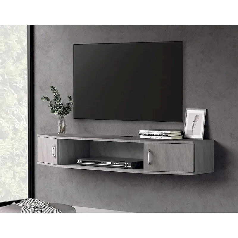 FITUEYES Wall Mounted TV Media Console Floating Desk Storage Hutch