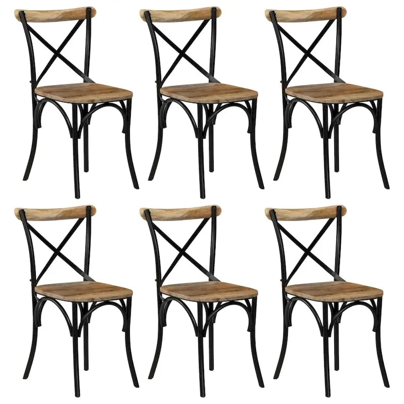 vidaXL Cross Chairs 6 pcs Black Solid Mango Wood - 20.1 x 20.5 x 33.1