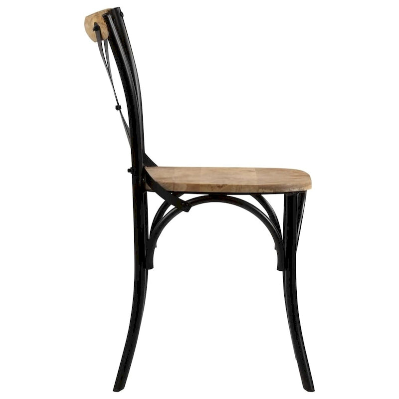 vidaXL Cross Chairs 6 pcs Black Solid Mango Wood - 20.1 x 20.5 x 33.1