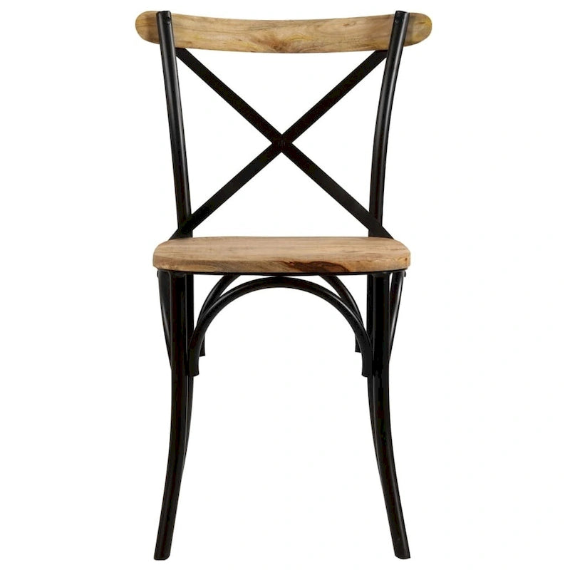 vidaXL Cross Chairs 6 pcs Black Solid Mango Wood - 20.1 x 20.5 x 33.1