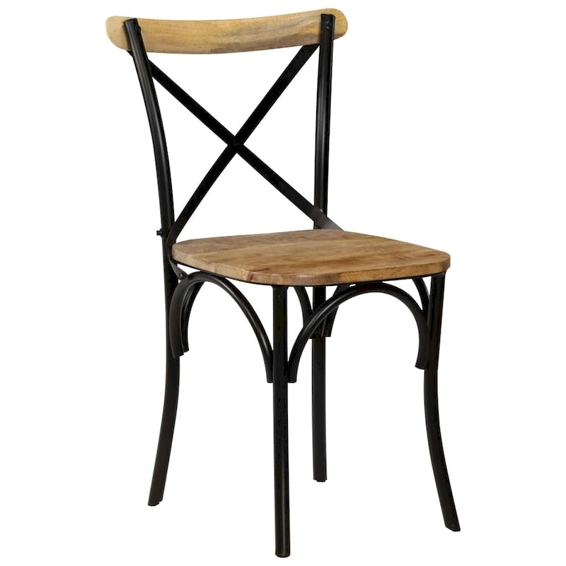 vidaXL Cross Chairs 6 pcs Black Solid Mango Wood - 20.1 x 20.5 x 33.1