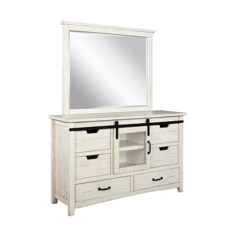 Vilo Home Modern Western 5 Piece White Solid Wood Bedroom Set