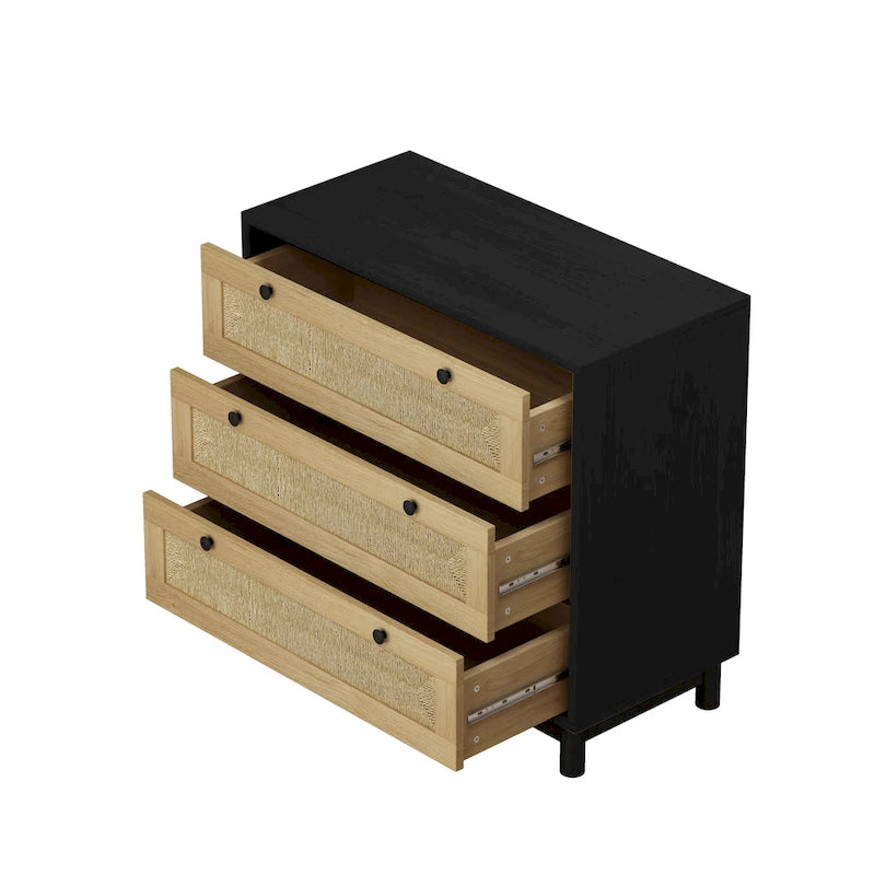 30.31 3-Drawer Storage Cabinet with Woven Rope Drawers