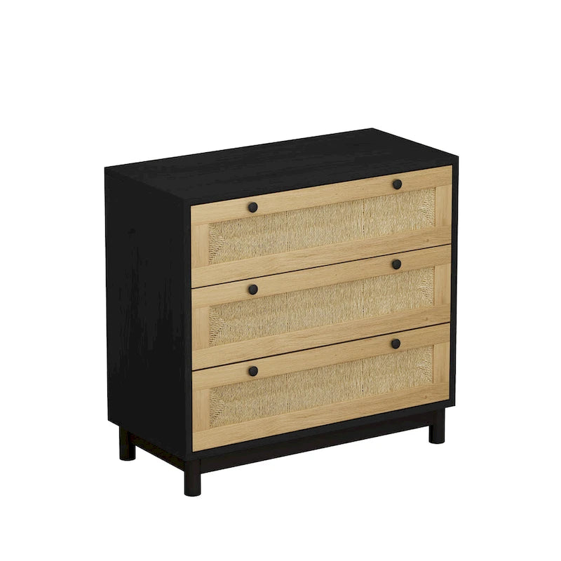 30.31 3-Drawer Storage Cabinet with Woven Rope Drawers