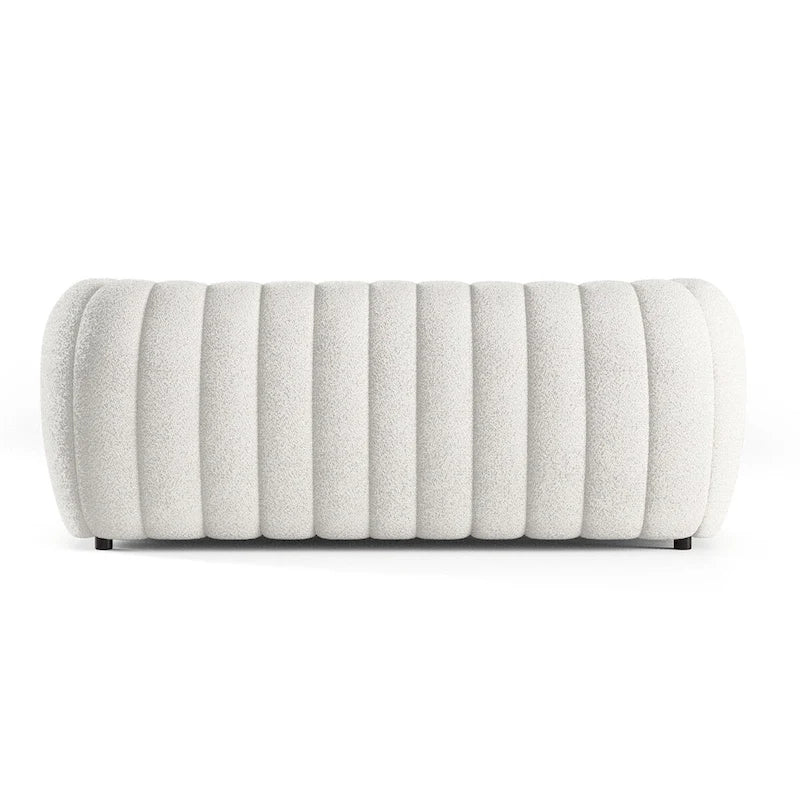 Furniture of America Lucinda Modern Vertical Channel Tufted Boucle Accent Sofa Couch with Wooden Legs