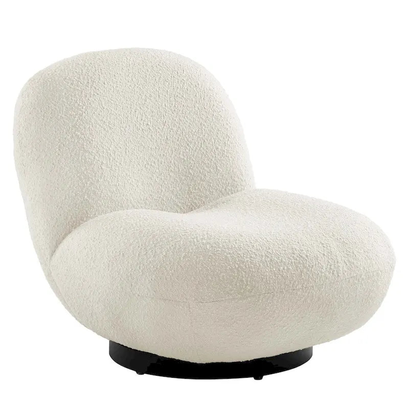 Kindred Boucle Upholstered Swivel Chair with Matte Black Base