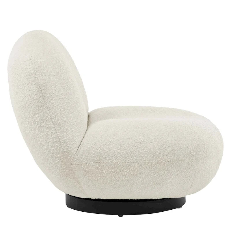 Kindred Boucle Upholstered Swivel Chair with Matte Black Base