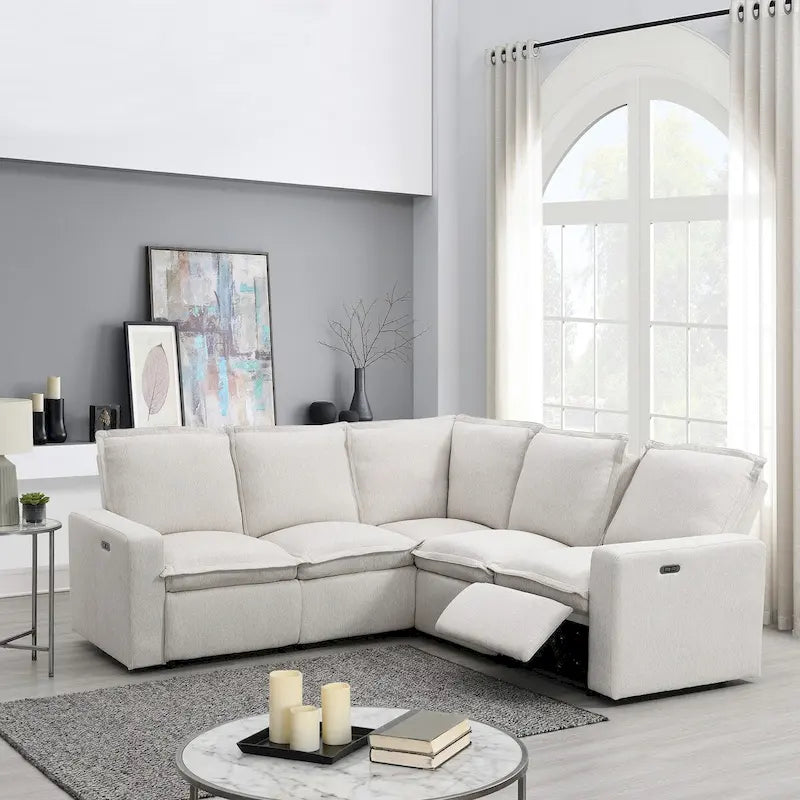 Power Recliner Chair L-Shaped Sectional Sofa, Home Theater Seating Soft Chair